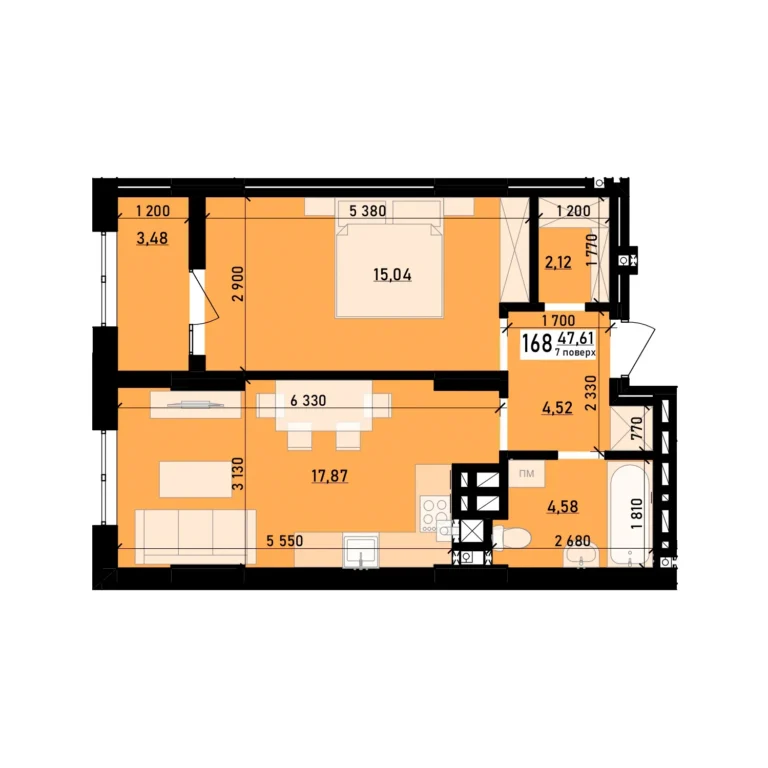 2-кім квартира №120 у ЖК «Весняний»